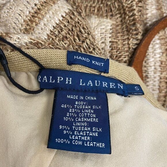 Ralph Lauren Handknit Tan Multi Silk Southwestern-Inspired Chevron Maxi Dress - Picture 2 of 16